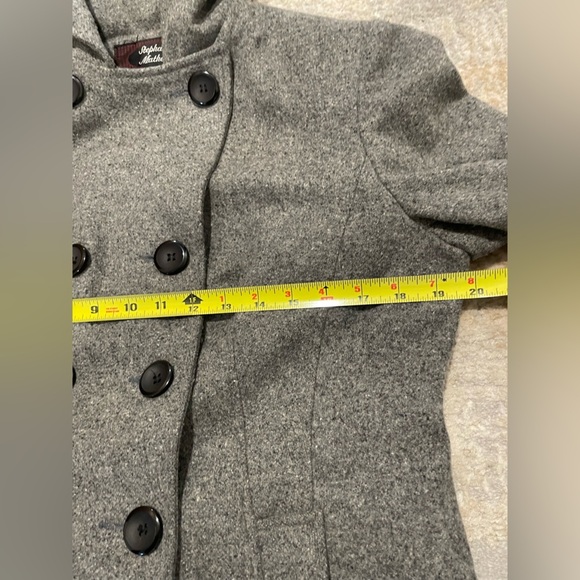 Stephanie Mathews Pea Coat Medium Gray Wool Blend Double Breasted With Hood - Picture 11 of 14